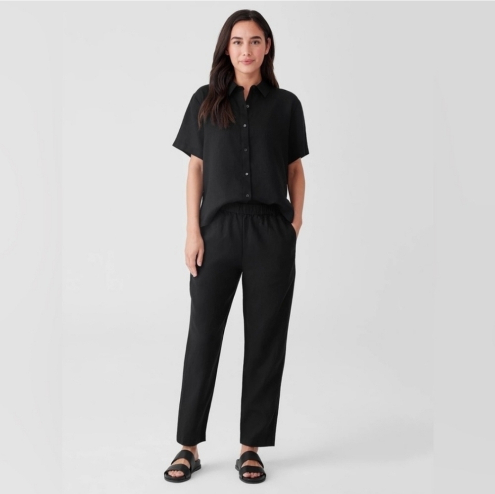 Eileen Fisher 100% Organic Linen Black Pants Size S/P